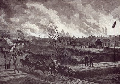 The Burning of Stry, near Lemberg, from The Illustrated London News, 1st May 1845 by Johann Nepomuk Schonberg